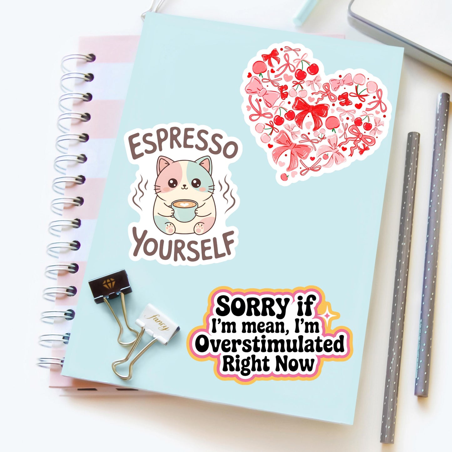 Funny Cat Water Bottle Sticker, Espresso Yourself, Sarcastic Coffee Lover Gift