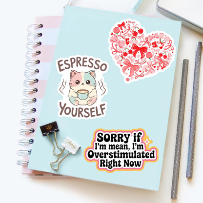 Funny Cat Water Bottle Sticker, Espresso Yourself, Sarcastic Coffee Lover Gift
