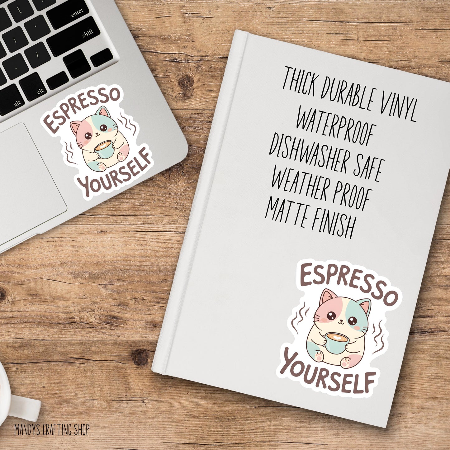 Funny Cat Water Bottle Sticker, Espresso Yourself, Sarcastic Coffee Lover Gift