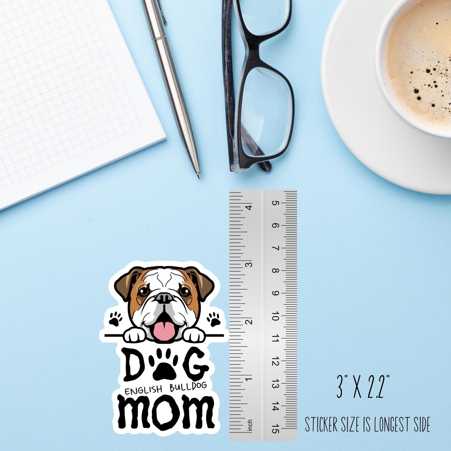 English Bulldog Dog Mom Sticker – Waterproof Vinyl Dog Lover Decal