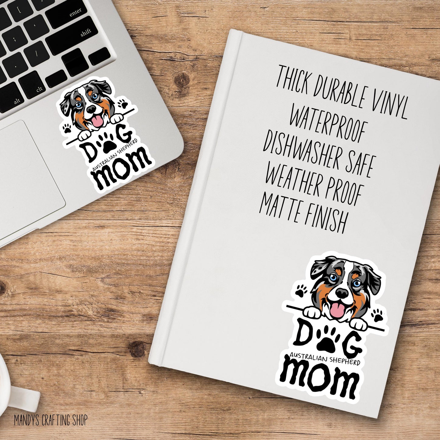 Australian Shepherd Dog Mom Sticker – Waterproof Vinyl Dog Lover Decal