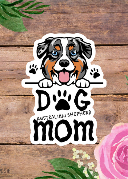 Australian Shepherd Dog Mom Sticker – Waterproof Vinyl Dog Lover Decal