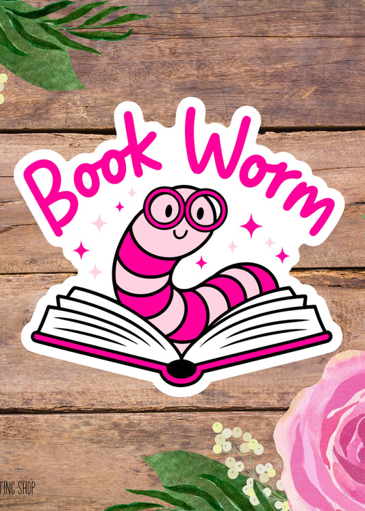 Book Worm Sticker, Funny Book Lover Waterproof Vinyl Decal, Laptop Decal, Gifts For Readers, Funny Kindle Sticker, Large Waterproof Stickers