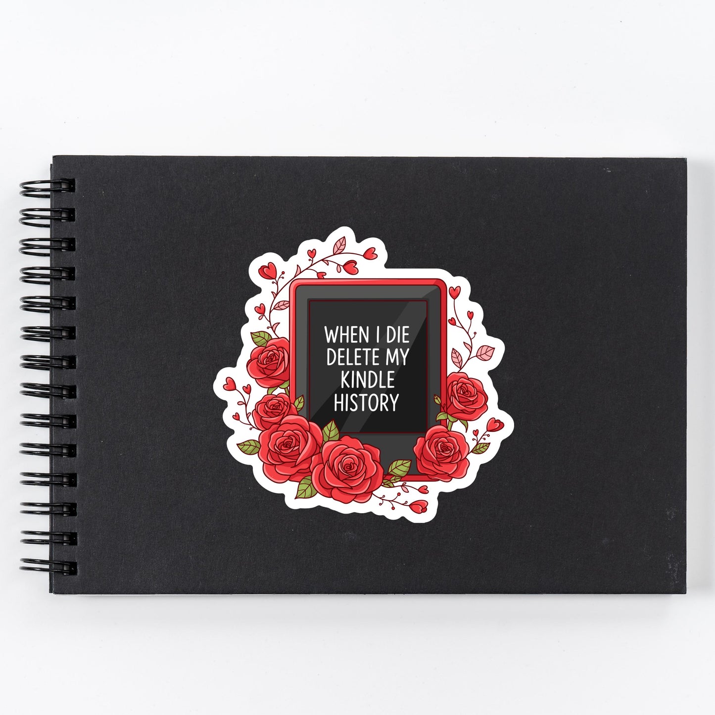 When I Die Delete My Kindle History Sticker, Funny Book Lover Waterproof Vinyl Decal, Book Lover Laptop Decal, Gifts For Readers