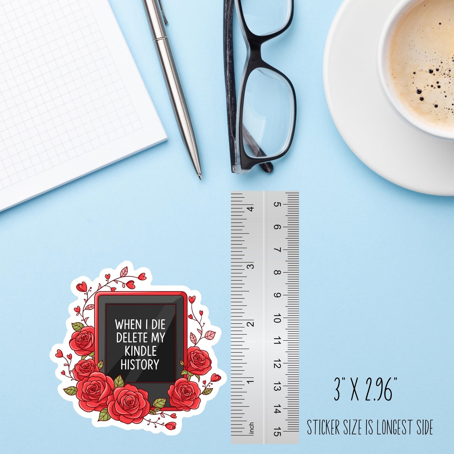 When I Die Delete My Kindle History Sticker, Funny Book Lover Waterproof Vinyl Decal, Book Lover Laptop Decal, Gifts For Readers