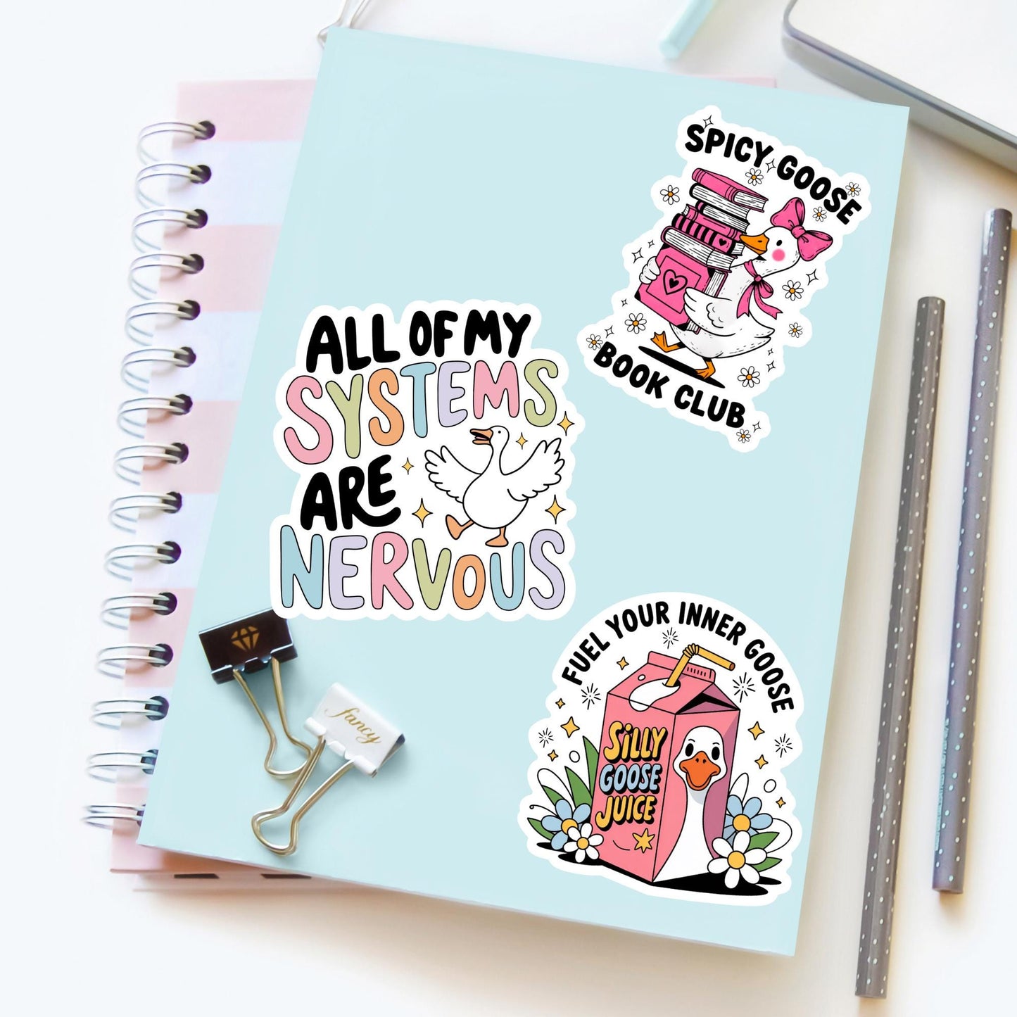 Funny Goose Sticker, All Of My Systems Are Nervous Mental Health Decal, Chaos Bird Sticker, Sarcastic Introvert Gift