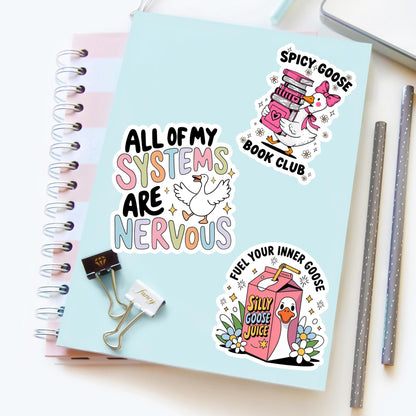 Funny Goose Sticker, All Of My Systems Are Nervous Mental Health Decal, Chaos Bird Sticker, Sarcastic Introvert Gift