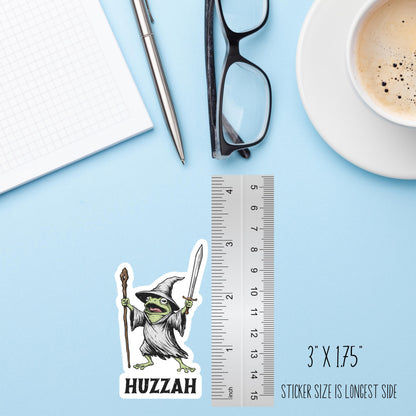 Huzzah Frog with Sword Sticker, Funny Medieval Frog Knight Sticker, Cute Frog Sticker for Laptop
