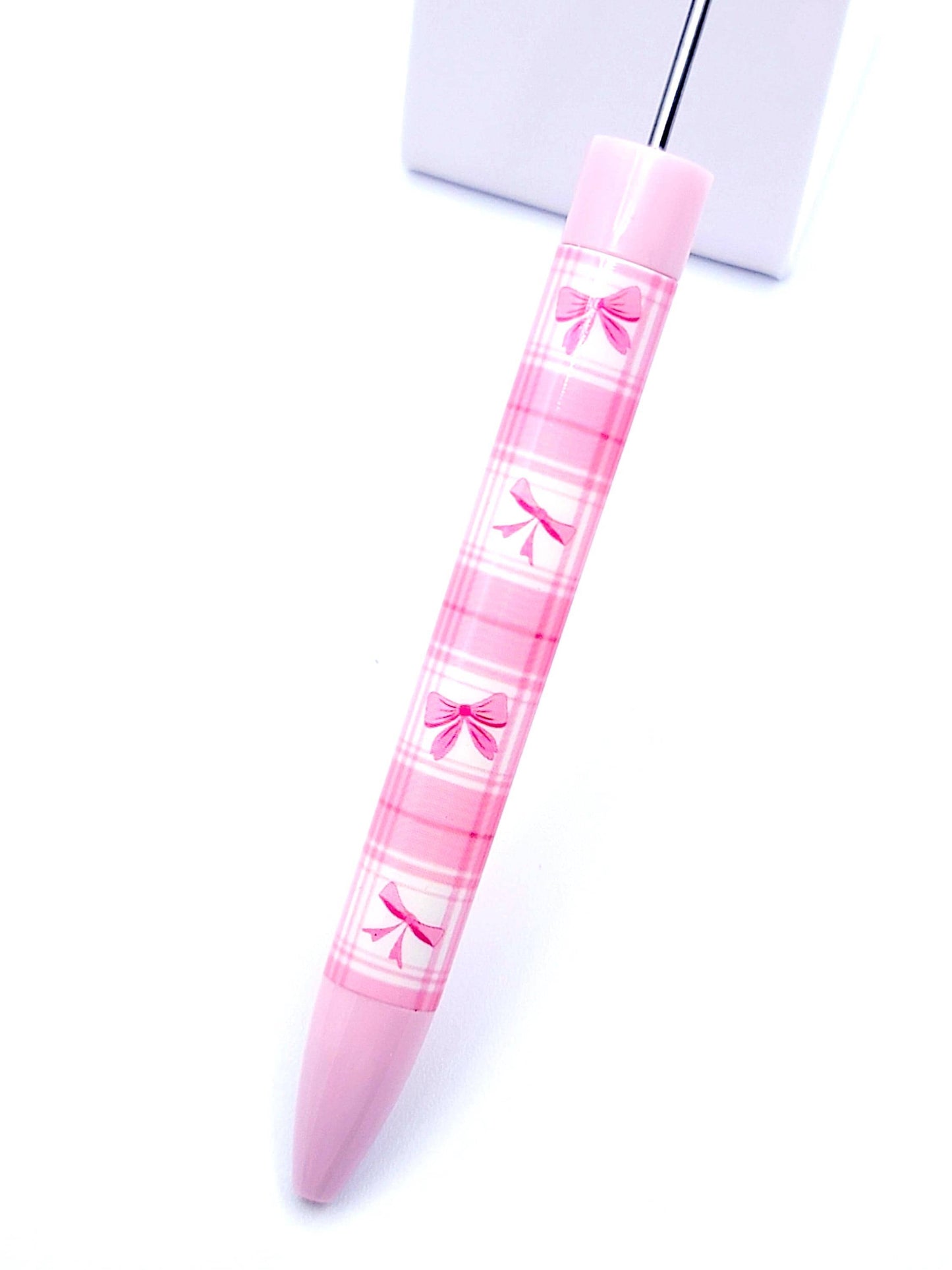 Pink Bow and Heart Beadable Pen - DIY Customizable Pen with Cute Bowtie Hearts