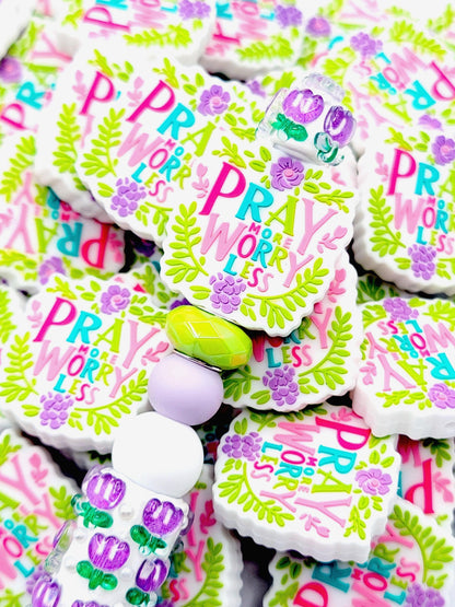 Pray More Silicone Focal Beads – Religious Beads for Keychains & Crafts (Set of 2)