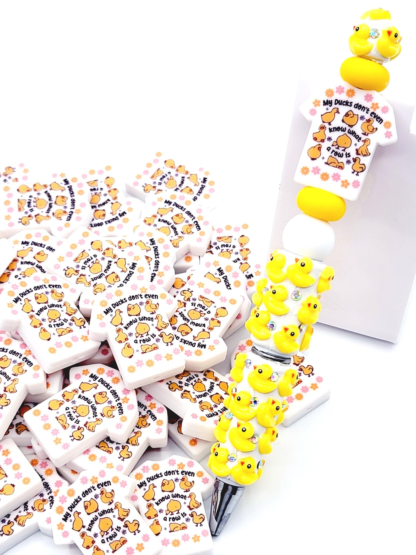 Funny Duck Silicone Focal Bead – Ducks in a Row Cute Pen & Keychain Bead (Set of 2)