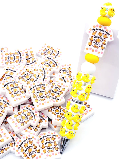 Funny Duck Silicone Focal Bead – Ducks in a Row Cute Pen & Keychain Bead (Set of 2)