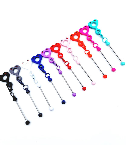 Beadable Heart Straw Charm Blank – DIY Cup Charm with Mini Beadable Keychain Bar