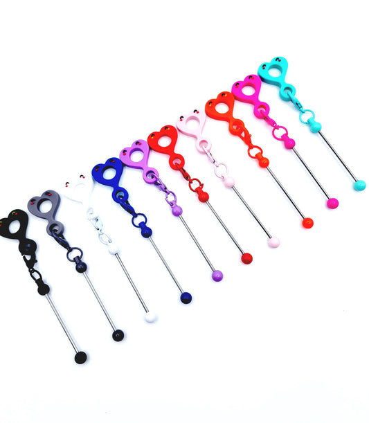 Beadable Heart Straw Charm Blank – DIY Cup Charm with Mini Beadable Keychain Bar