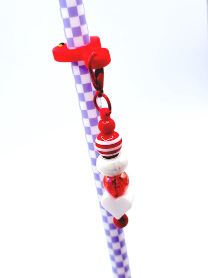 Beadable Heart Straw Charm Blank – DIY Cup Charm with Mini Beadable Keychain Bar