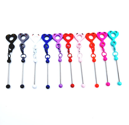Beadable Heart Straw Charm Blank – DIY Cup Charm with Mini Beadable Keychain Bar