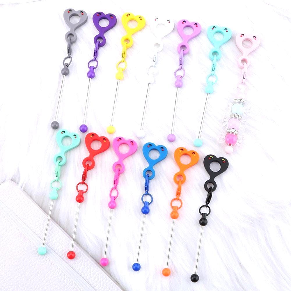 Beadable Heart Straw Charm Blank – DIY Cup Charm with Mini Beadable Keychain Bar