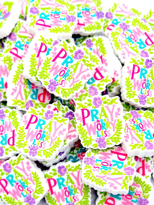 Pray More Silicone Focal Beads – Religious Beads for Keychains & Crafts (Set of 2)
