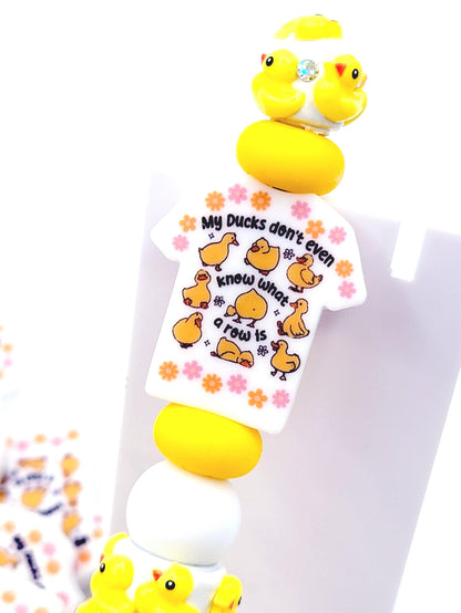 Funny Duck Silicone Focal Bead – Ducks in a Row Cute Pen & Keychain Bead (Set of 2)