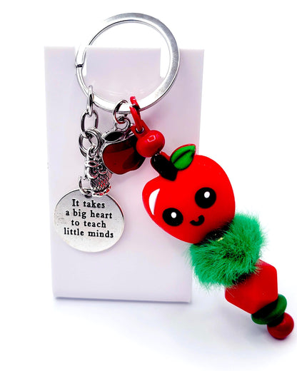 Red Apple Silicone Focal Bead – Teacher Keychain & DIY Craft Bead (Set of 2)