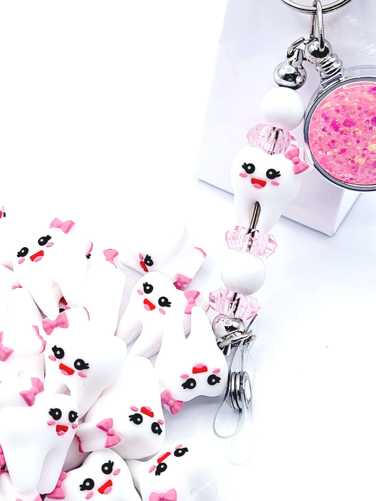 Dental Girl Tooth Silicone Focal Bead – Tooth Bead for Pens, Keychains & Crafts (Set of 2)
