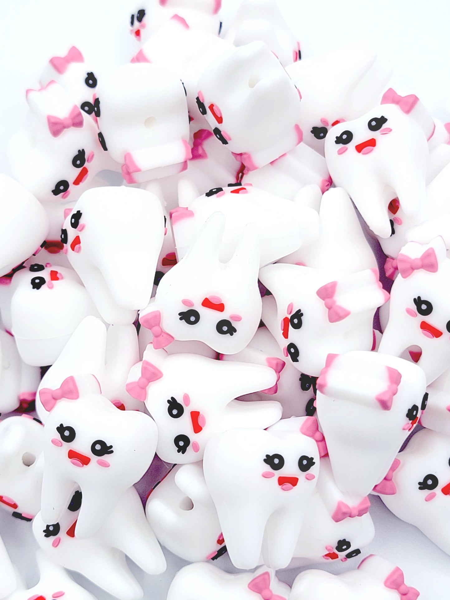 Dental Girl Tooth Silicone Focal Bead – Tooth Bead for Pens, Keychains & Crafts (Set of 2)