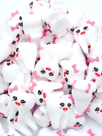 Dental Girl Tooth Silicone Focal Bead – Tooth Bead for Pens, Keychains & Crafts (Set of 2)