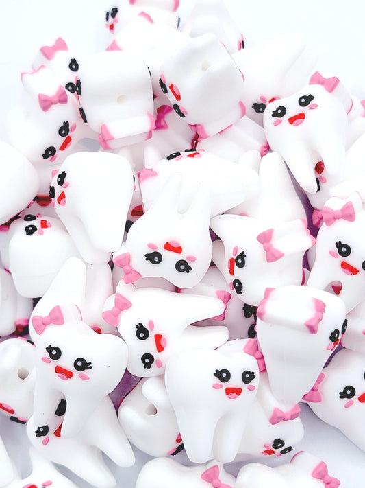 Dental Girl Tooth Silicone Focal Bead – Tooth Bead for Pens, Keychains & Crafts (Set of 2)