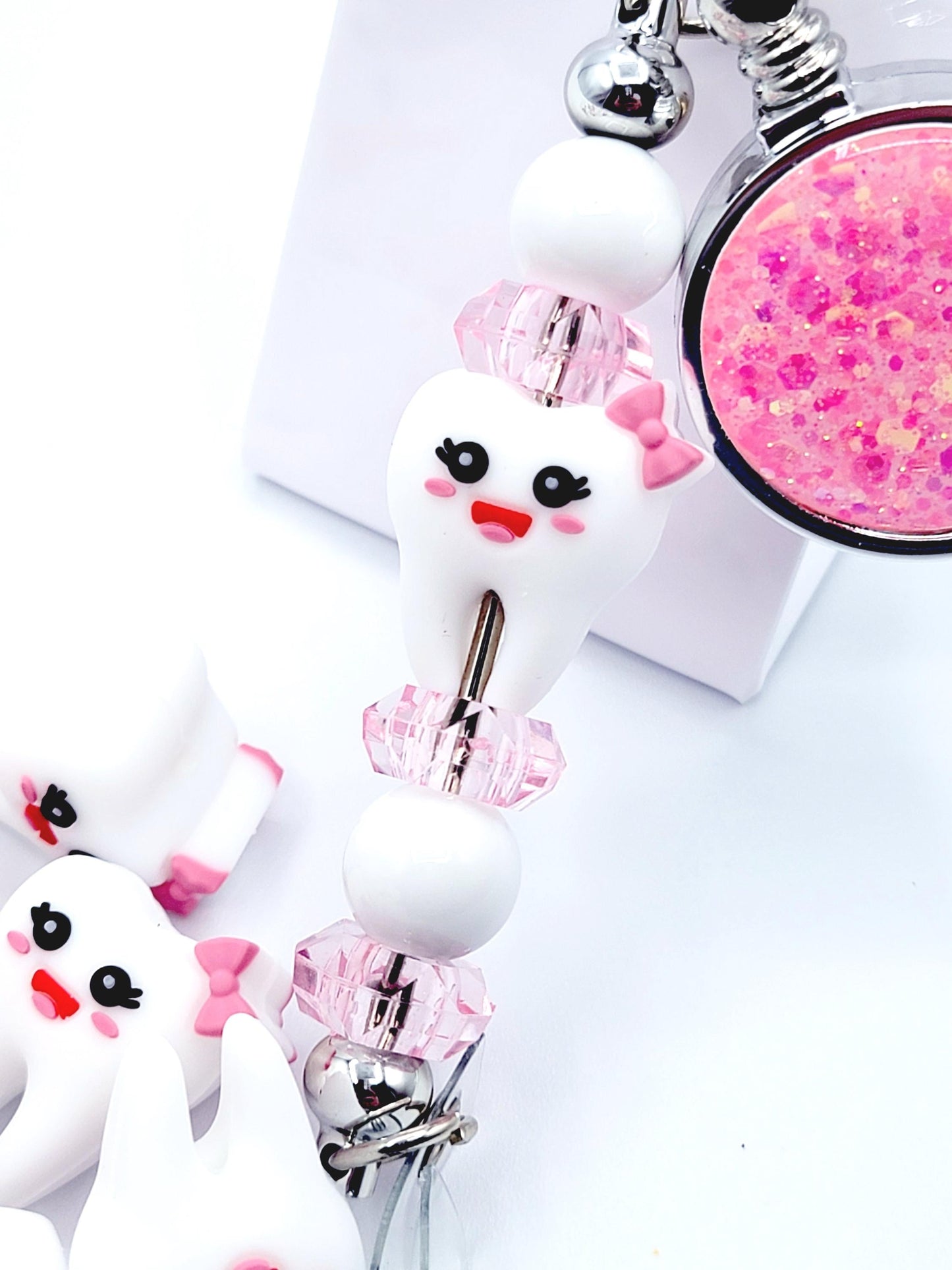 Dental Girl Tooth Silicone Focal Bead – Tooth Bead for Pens, Keychains & Crafts (Set of 2)