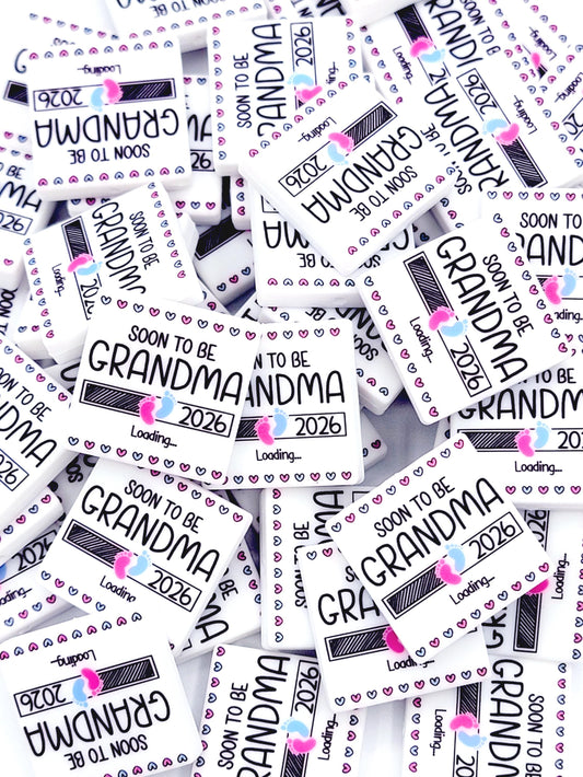 Soon To Be Grandma Silicone Focal Bead 2026 - Baby Announcement Pen & Keychain Bead (Set of 2)