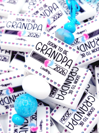 Soon To Be Grandpa Silicone Focal Bead 2026 - Baby Announcement Pen & Keychain Bead (Set of 2)