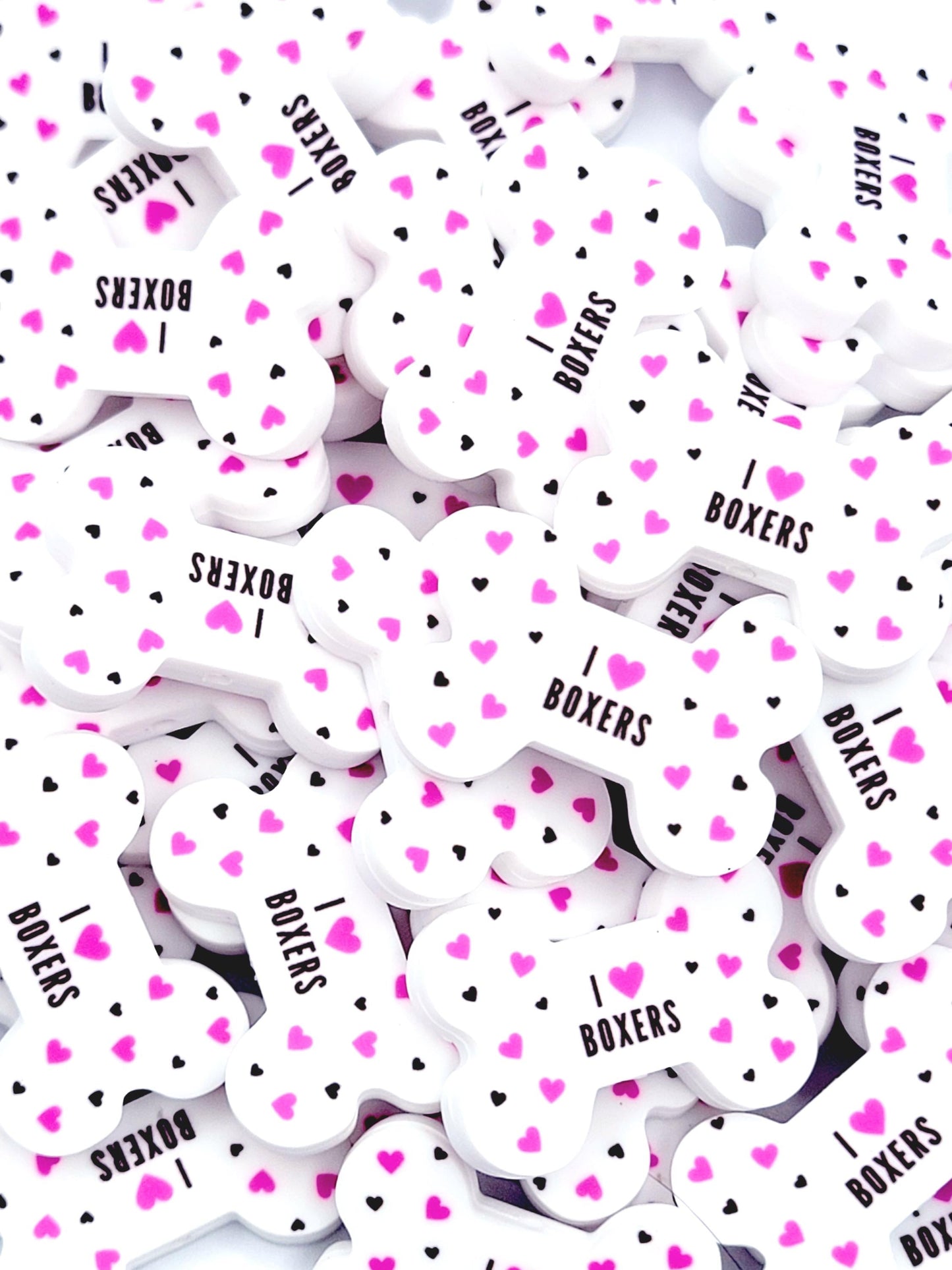 I Love Boxers Dog Bone Silicone Focal Bead – Dog Mom DIY Pen & Keychain Bead (Set of 2)