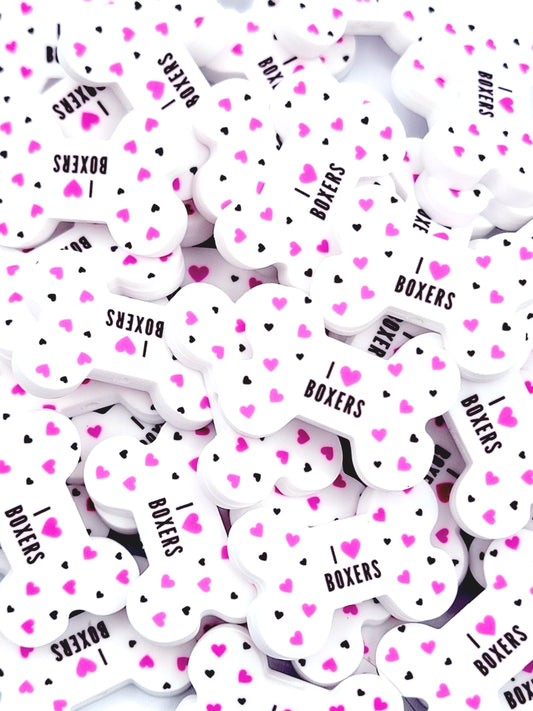 I Love Boxers Dog Bone Silicone Focal Bead – Dog Mom DIY Pen & Keychain Bead (Set of 2)