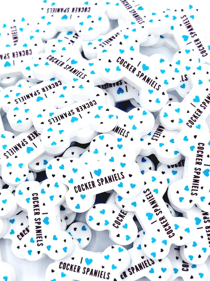 I Love Cocker Spaniels Dog Bone Silicone Focal Bead – Dog Mom DIY Pen & Keychain Bead (Set of 2)