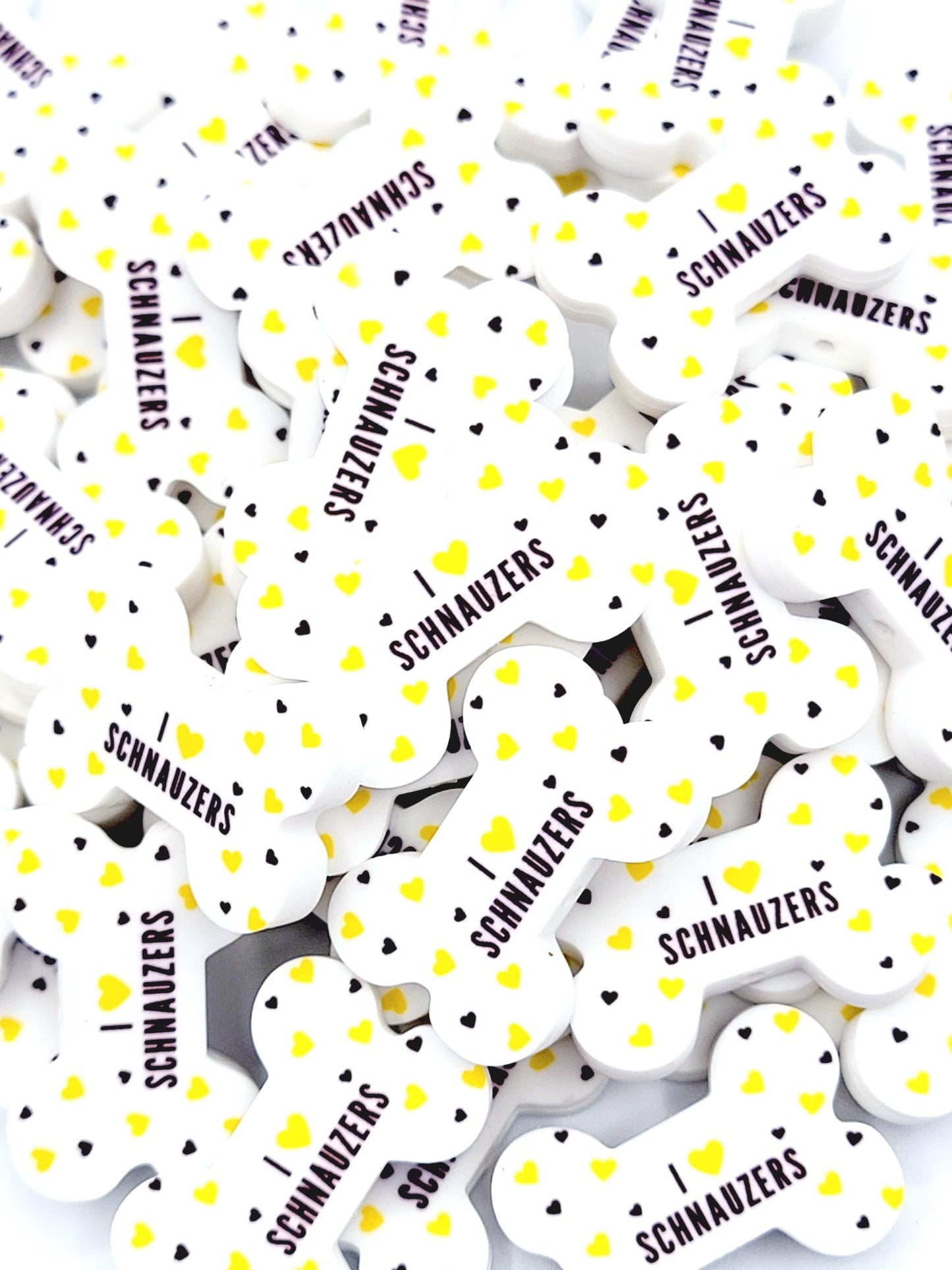 I Love Schnauzers Dog Bone Silicone Focal Bead – Dog Mom DIY Pen & Keychain Bead