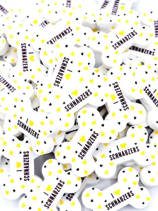 I Love Schnauzers Dog Bone Silicone Focal Bead – Dog Mom DIY Pen & Keychain Bead