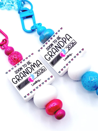 Soon To Be Grandma Silicone Focal Bead 2026 - Baby Announcement Pen & Keychain Bead (Set of 2)