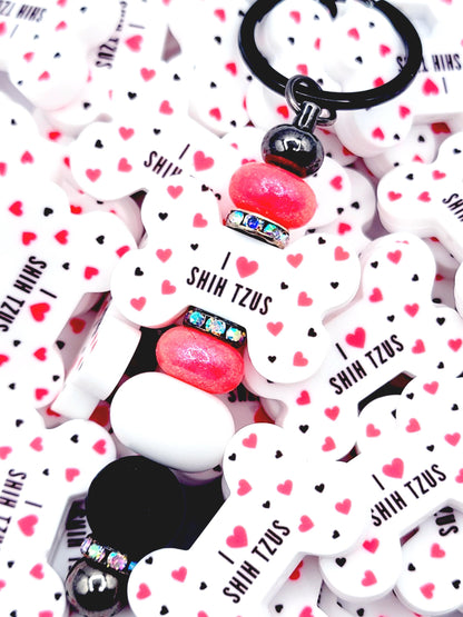 I Love Shih Tzus Dog Bone Silicone Focal Bead – Dog Mom DIY Pen & Keychain Bead (Set of 2)