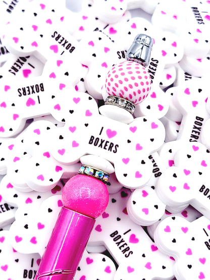 I Love Boxers Dog Bone Silicone Focal Bead – Dog Mom DIY Pen & Keychain Bead (Set of 2)
