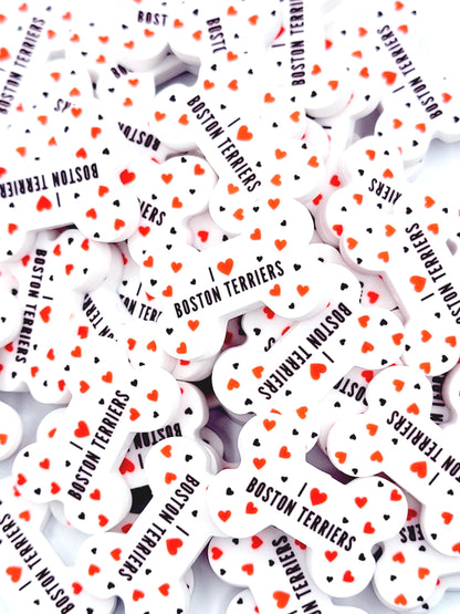 I Love Boston Terriers Dog Bone Silicone Focal Bead – Dog Mom DIY Pen & Keychain Bead (Set of 2)