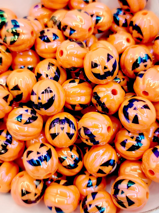 16mm Halloween Pumpkin Acrylic Beads (Set of 10) – Orange Spooky DIY Pen & Keychain Beads