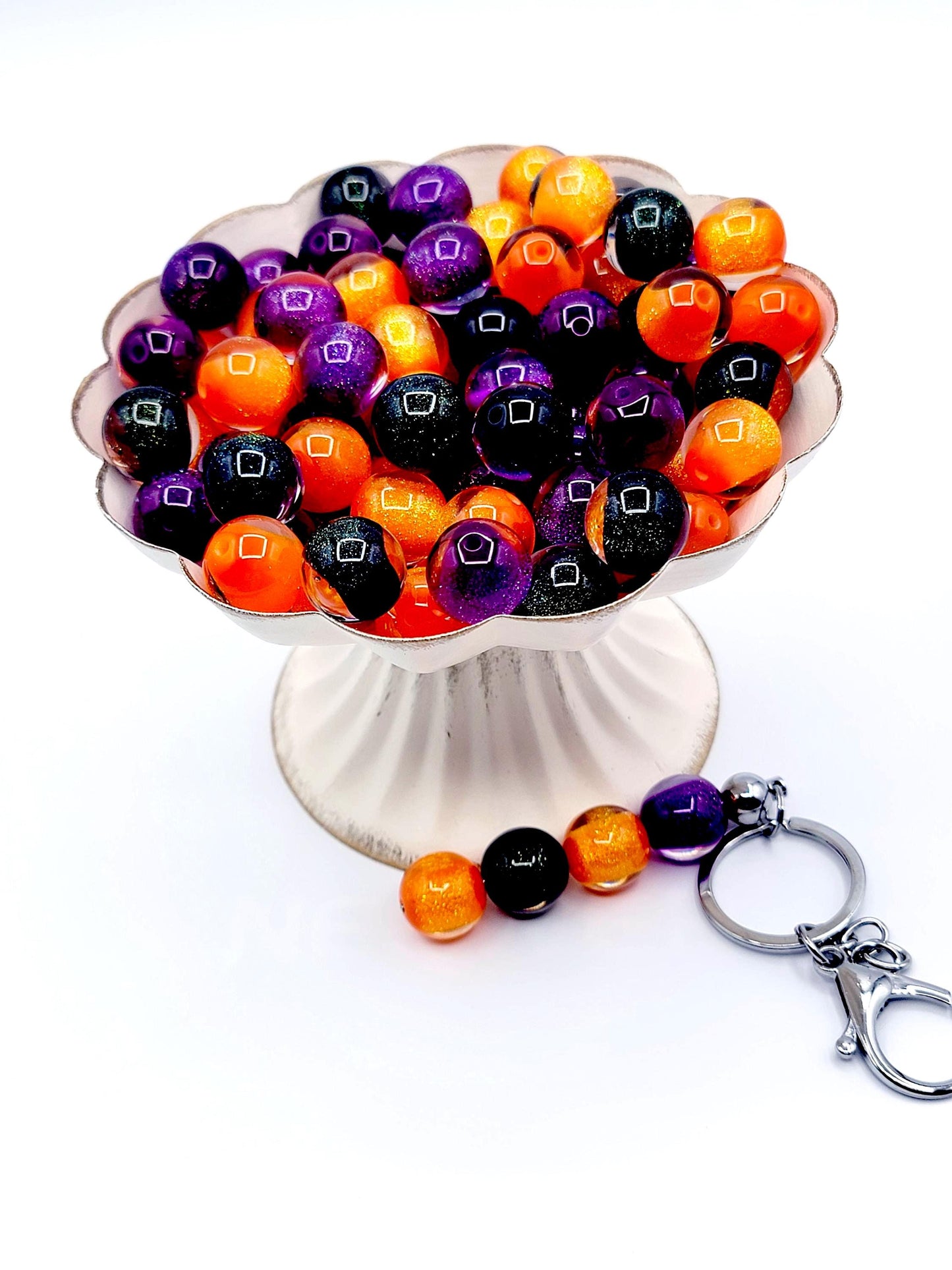 16mm Halloween Glitter Sugar Core Acrylic Beads (Set of 10) – Luminous DIY Pen & Keychain Beads