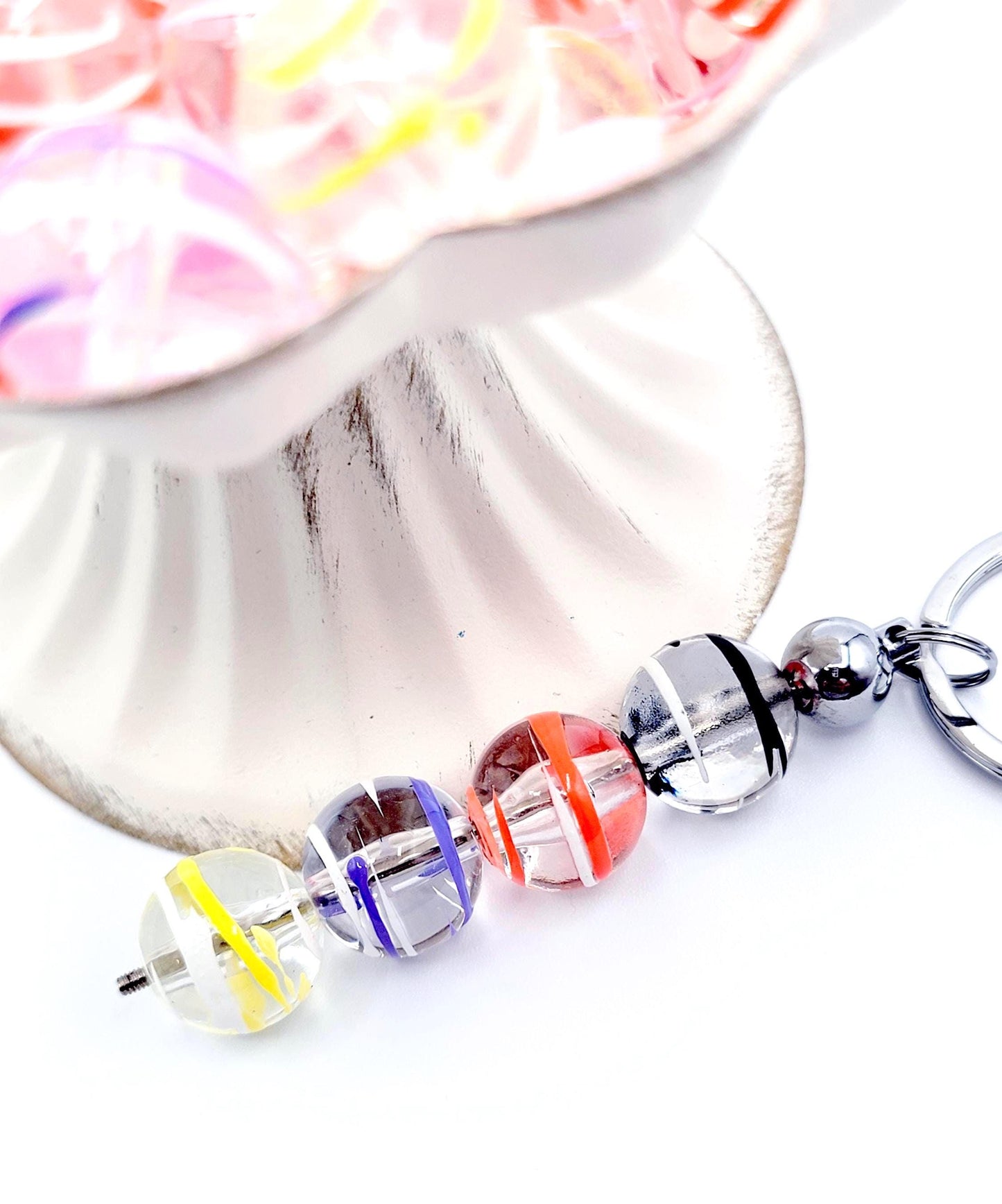 16mm Multi-Color Swirl Clear Acrylic Beads (Set of 10) – Round Chunky Beads for DIY Crafts
