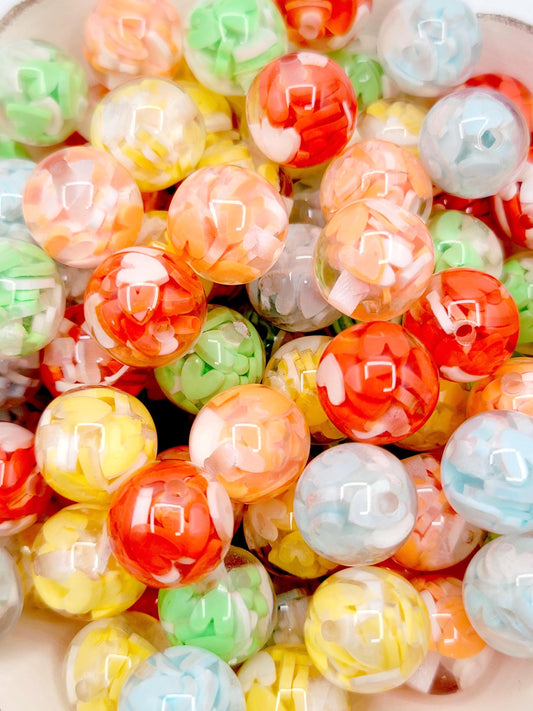 16mm Clear Acrylic Beads With Heart Clay Slices (Set of 10) – Cute DIY Craft Beads