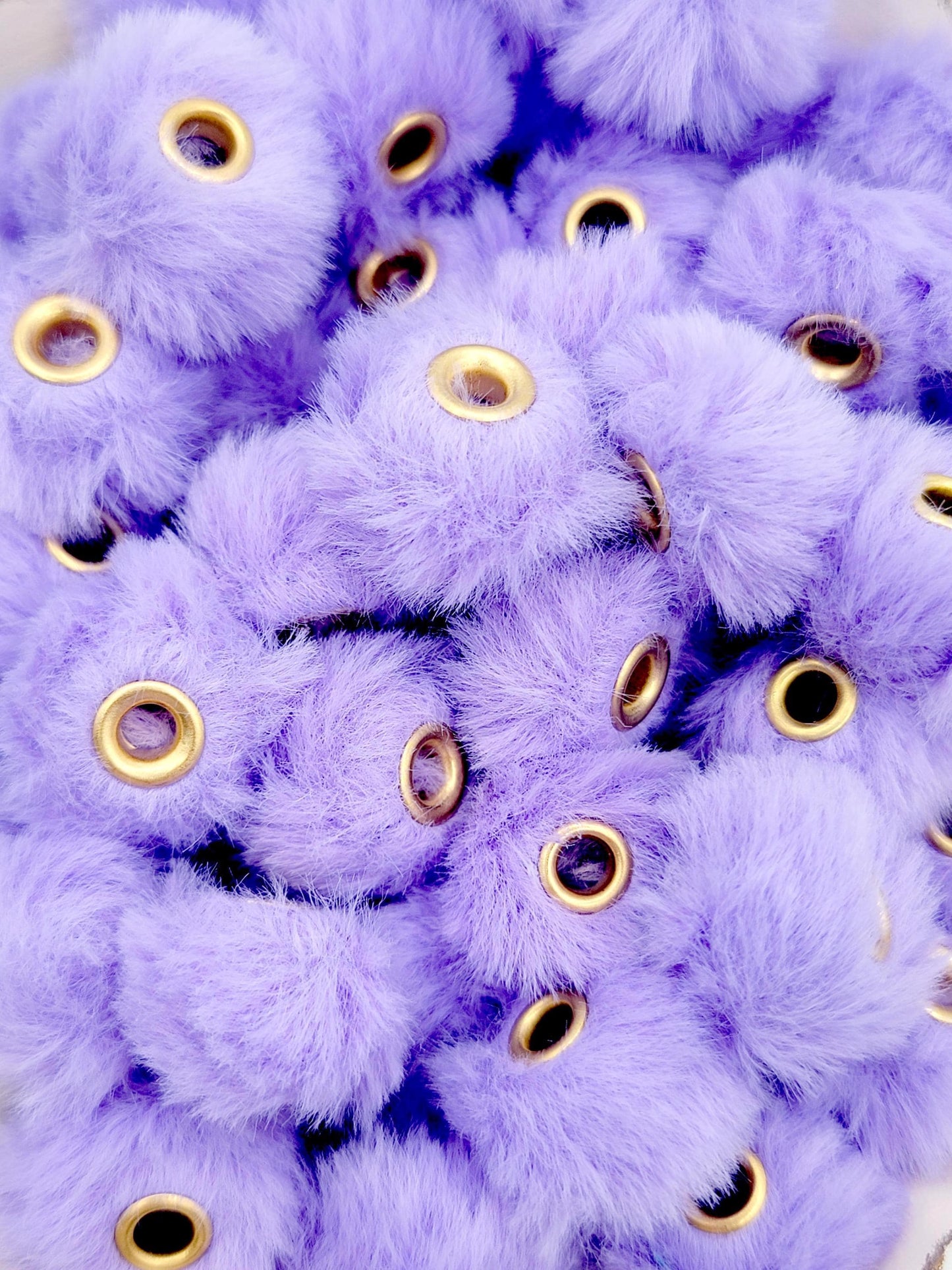 Purple Faux Fur Beads – Fuzzy Pom Pom Spacer Beads for Pens, Keychains & DIY Crafts (Set of 10)
