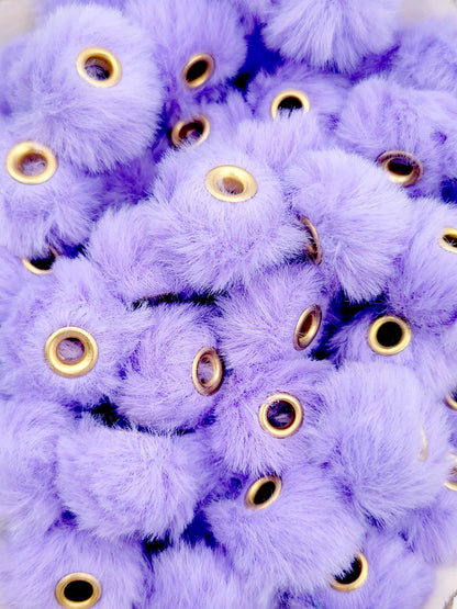 Purple Faux Fur Beads – Fuzzy Pom Pom Spacer Beads for Pens, Keychains & DIY Crafts (Set of 10)