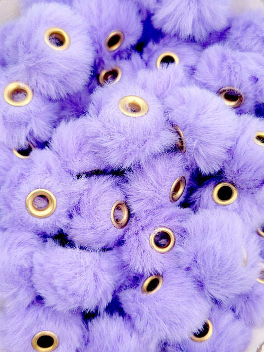 Purple Faux Fur Beads – Fuzzy Pom Pom Spacer Beads for Pens, Keychains & DIY Crafts (Set of 10)