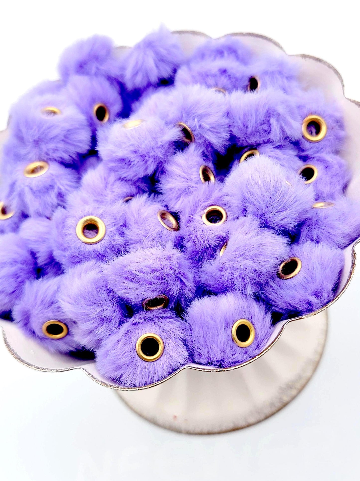 Purple Faux Fur Beads – Fuzzy Pom Pom Spacer Beads for Pens, Keychains & DIY Crafts (Set of 10)