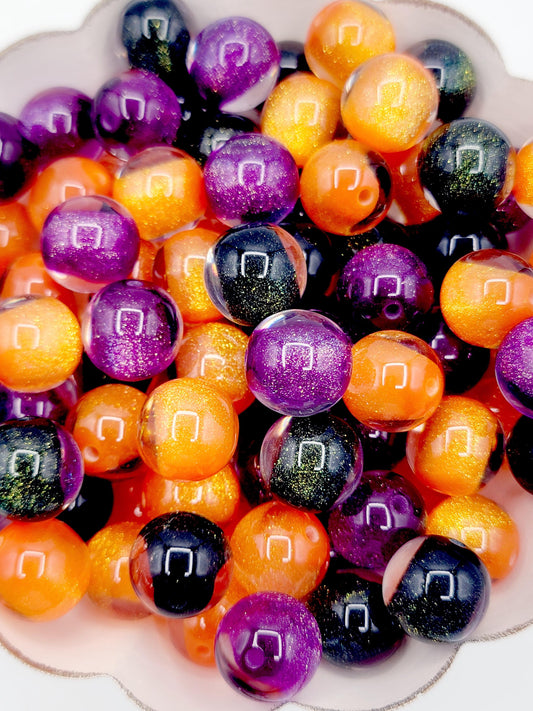 16mm Halloween Glitter Sugar Core Acrylic Beads (Set of 10) – Luminous DIY Pen & Keychain Beads