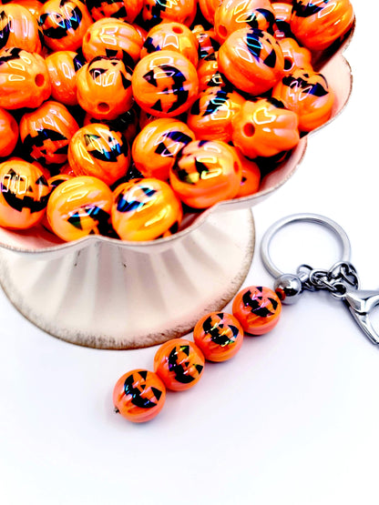 16mm Halloween Pumpkin Acrylic Beads (Set of 10) – Orange Spooky DIY Pen & Keychain Beads